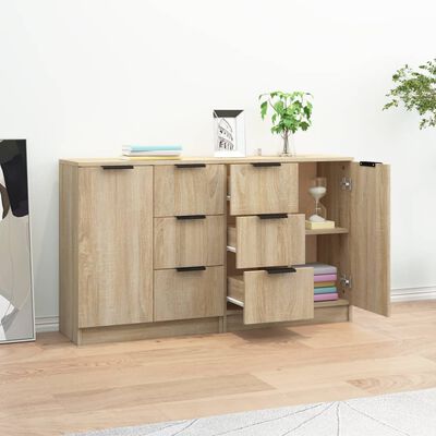 vidaXL Buffets 2 pcs Chêne sonoma 60x30x70 cm Bois d'ingénierie