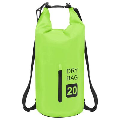 vidaXL Sac sec avec fermeture éclair Vert 20 L PVC