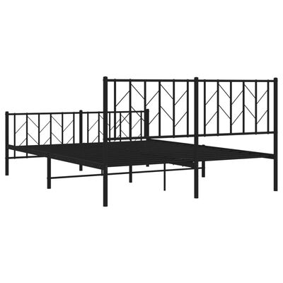 vidaXL Cadre de lit métal sans matelas avec pied de lit noir 150x200cm