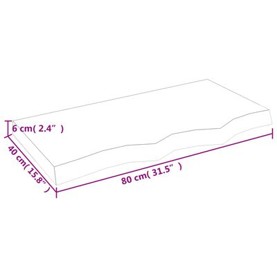 vidaXL Dessus de table 80x40x(2-6) cm bois de chêne massif non traité