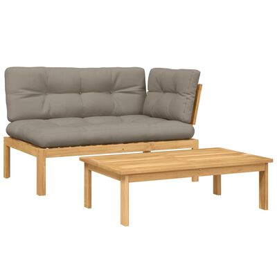 vidaXL Salon palette de jardin avec coussins 2pcs bois d'acacia massif