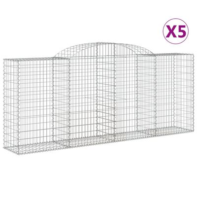 vidaXL Paniers à gabions arqués 5 pcs 300x50x120/140 cm fer galvanisé