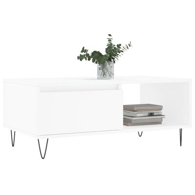 vidaXL Table basse Blanc 90x50x36,5 cm Bois d'ingénierie