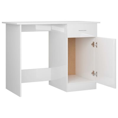 vidaXL Bureau Blanc brillant 100x50x76 cm Bois d’ingénierie