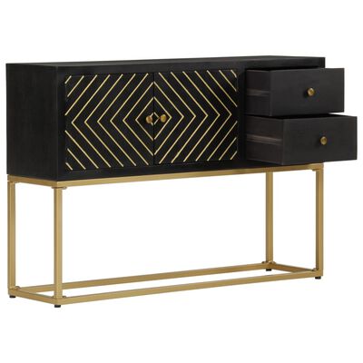 vidaXL Buffet noir et doré 110x30x75 cm bois massif de manguier