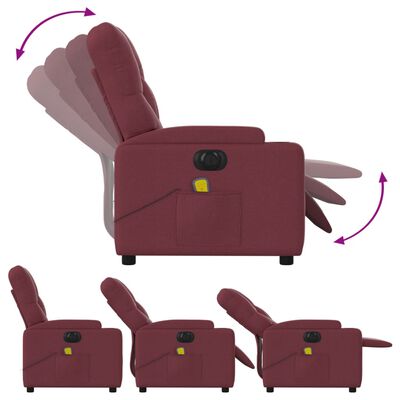 vidaXL Fauteuil de massage inclinable électrique Rouge bordeaux Tissu