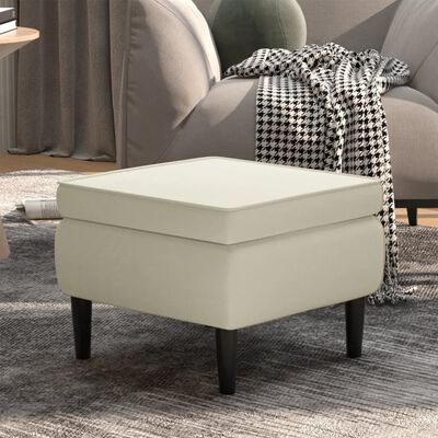 vidaXL Tabouret avec pieds en bois Crème Velours