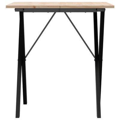 vidaXL Table à manger cadre en X 60x60x75 cm bois de pin massif fonte