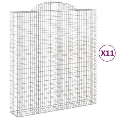 vidaXL Paniers à gabions arqués 11 pcs 200x50x220/240 cm Fer galvanisé