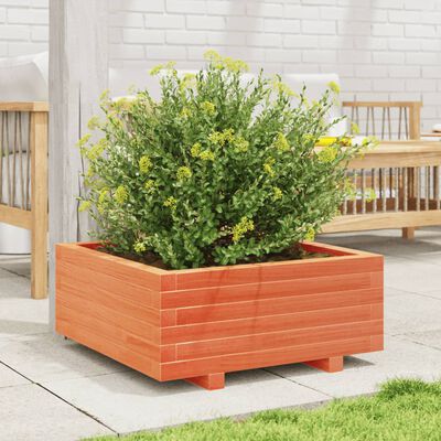 vidaXL Jardinière cire marron 60x60x26,5 cm bois de pin massif