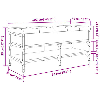 vidaXL Banc à chaussures chêne fumé 102x42x45 cm bois d'ingénierie