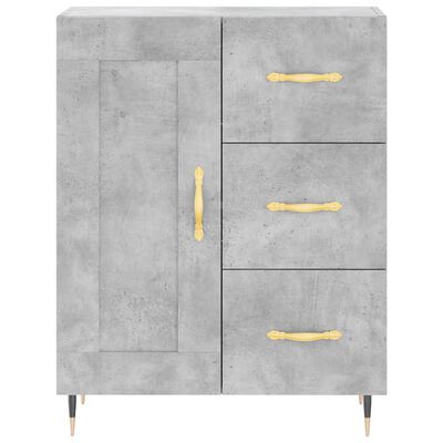 vidaXL Buffet haut Gris béton 69,5x34x180 cm Bois d'ingénierie