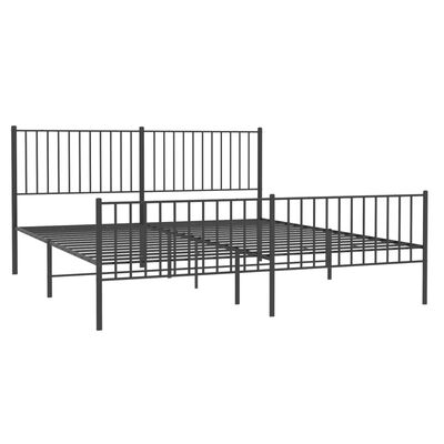 vidaXL Cadre de lit métal sans matelas avec pied de lit noir 180x200cm