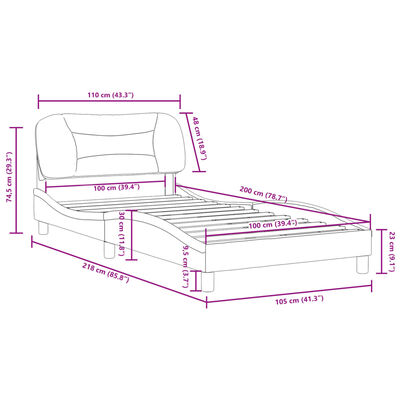 vidaXL Cadre de lit sans matelas gris clair 100x200 cm tissu