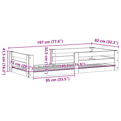 vidaXL Cadre de lit sans matelas blanc 75x190 cm bois de pin massif