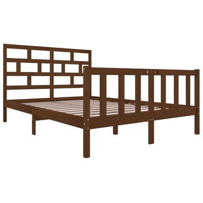 vidaXL Cadre de lit Marron miel Bois pin massif 150x200 cm Très grand