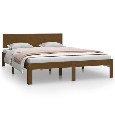 vidaXL Cadre de lit Marron miel Bois de pin massif 140x200 cm