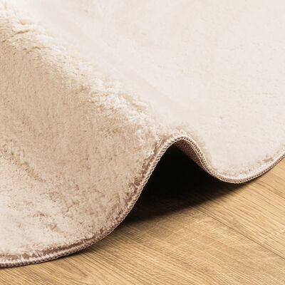 vidaXL Tapis HUARTE à poils courts doux et lavable beige Ø 80 cm