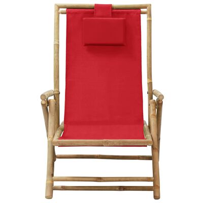 vidaXL Chaise de relaxation inclinable Rouge Bambou et tissu