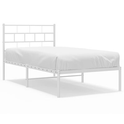 vidaXL Cadre de lit métal sans matelas et tête de lit blanc 107x203 cm