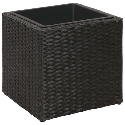 vidaXL Lits surélevés de jardin 3 pcs Résine tressée Noir