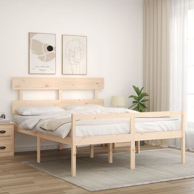 vidaXL Lit pour personne âgée et tête de lit 160x200 cm bois massif