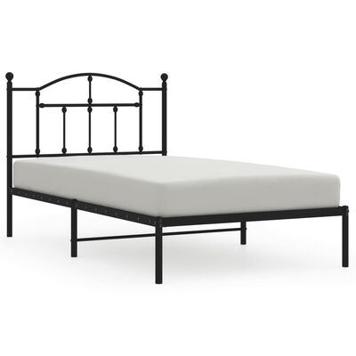 vidaXL Cadre de lit métal sans matelas avec tête de lit noir 100x190cm