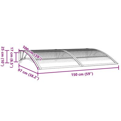 vidaXL Auvent de porte Noir 150x100 cm Polycarbonate