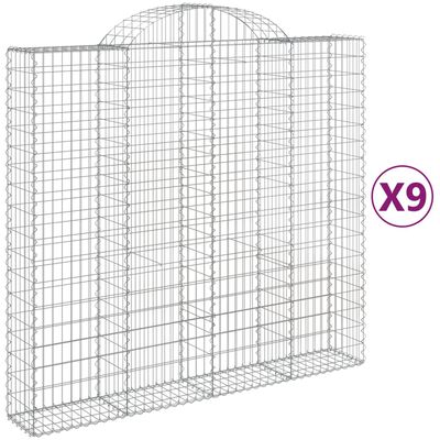 vidaXL Paniers à gabions arqués 9 pcs 200x50x180/200 cm Fer galvanisé