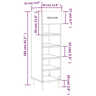 vidaXL Armoire à chaussures blanc 30x35x105 cm bois d'ingénierie