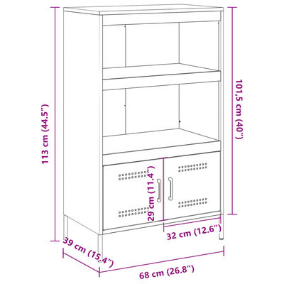 vidaXL Buffet haut anthracite 68x39x113 cm acier