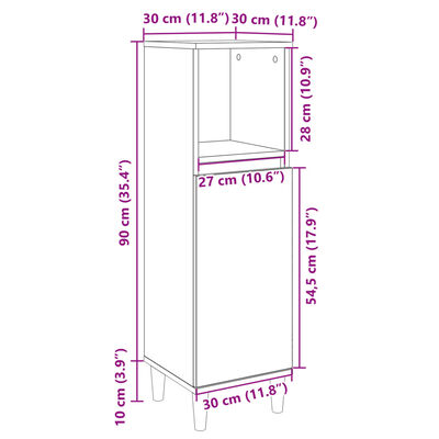 vidaXL Armoire salle de bain chêne sonoma 30x30x100 cm