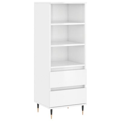 vidaXL Buffet haut Blanc brillant 40x36x110 cm Bois d'ingénierie