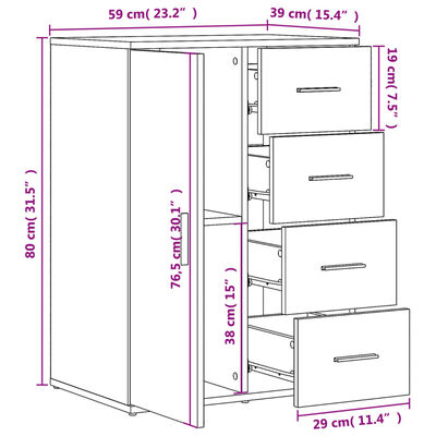 vidaXL Buffet sonoma gris 59x39x80 cm bois d'ingénierie