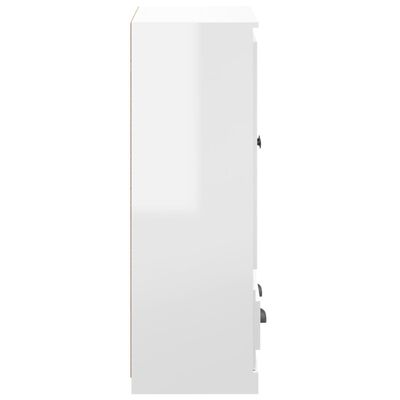 vidaXL Buffet haut blanc brillant 60x35,5x103,5 cm bois d'ingénierie