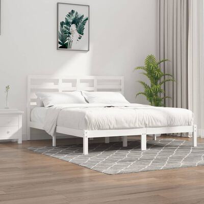 vidaXL Cadre de lit Blanc Bois massif 200x200 cm