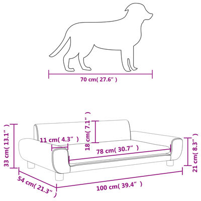 vidaXL Lit pour chien crème 100x54x33 cm velours