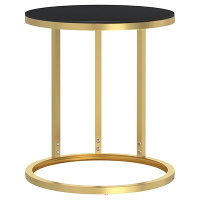 vidaXL Table d'appoint Doré et noir 45 cm Verre trempé