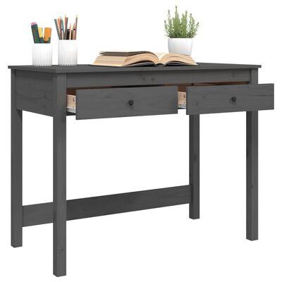 vidaXL Bureau avec tiroirs Gris 100x50x78 cm Bois massif de pin