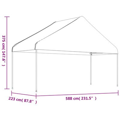 vidaXL Belvédère avec toit blanc 4,46x5,88x3,75 m polyéthylène