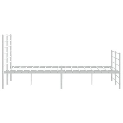 vidaXL Cadre de lit métal sans matelas et pied de lit blanc 140x190 cm