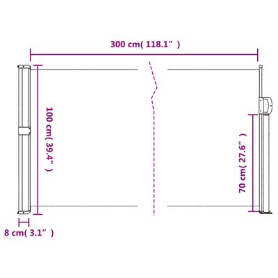 vidaXL Auvent latéral rétractable terre cuite 100x300 cm