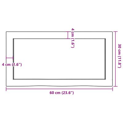 vidaXL Comptoir de salle de bain 60x30x(2-6) cm bois massif non traité