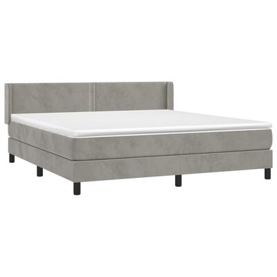 vidaXL Sommier à lattes de lit et matelas Gris clair 180x200cm Velours