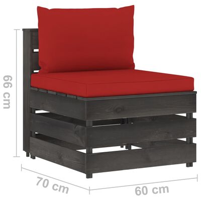 vidaXL Salon de jardin 5 pcs avec coussins Bois imprégné de gris