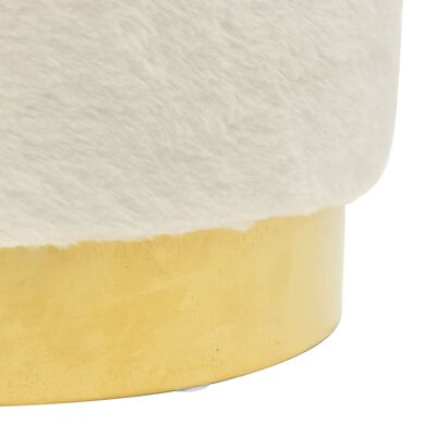 vidaXL Tabouret rond Blanc Peluche