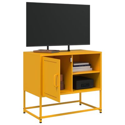 vidaXL Meuble TV jaune moutarde 68x39x60,5 cm acier