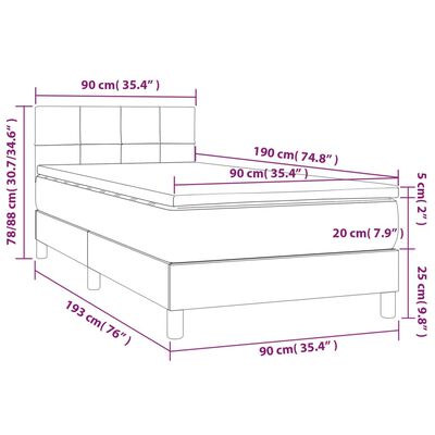 vidaXL Sommier à lattes de lit avec matelas et LED Bleu 90x190cm Tissu