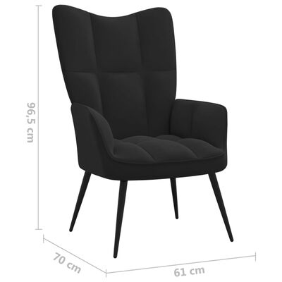 vidaXL Chaise de relaxation avec tabouret Noir Velours