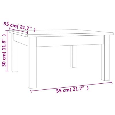 vidaXL Table basse 55x55x30 cm Bois massif de pin